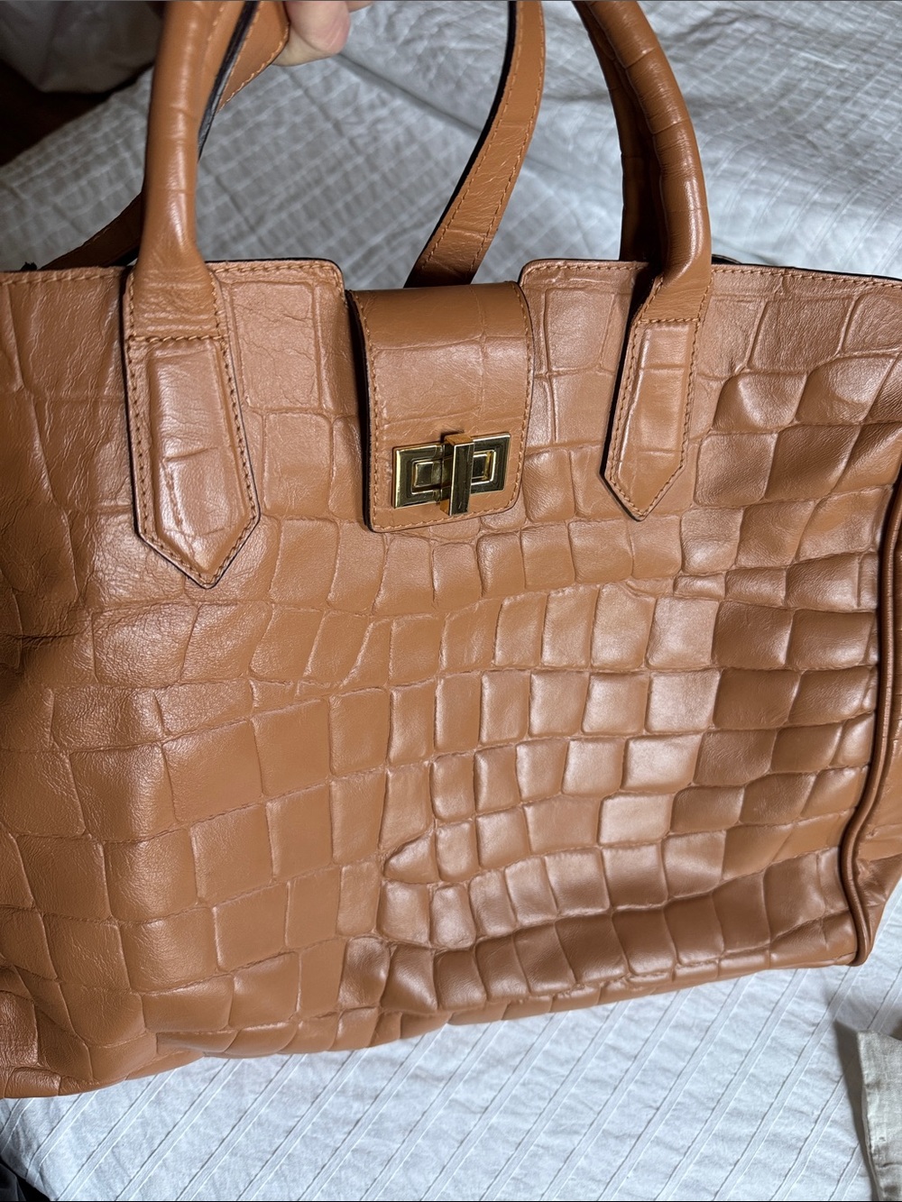 Beautiful Soft Woven LeatherTote Bag in Tan - Classic Handbag